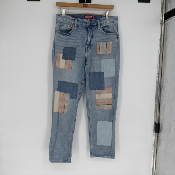 Lucky Brand Legend Mid Rise Boy Relaxed Straight Leg Patchwork Jeans 4/27 - Picture 2 of 8